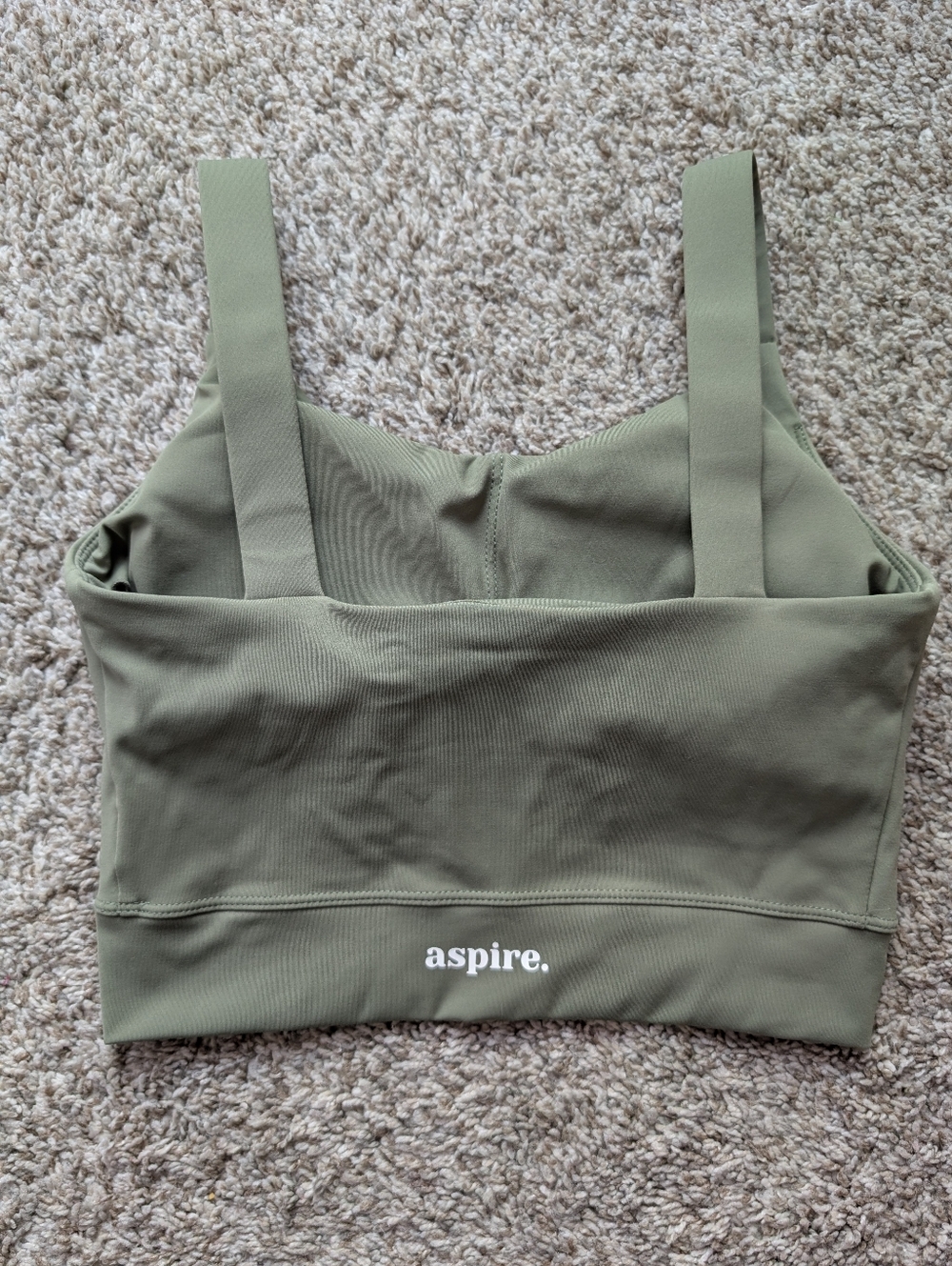 Olive Green Wide Strap Sports Bra With Removable Pads Sz XS‎ Aspire - Picture 3 of 6